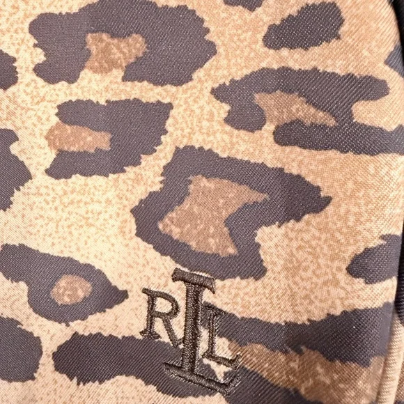 Lauren Ralph Lauren LRL Leopard Print Cosmetic Makeup Bag Pouch Travel Toiletry - Picture 2 of 7